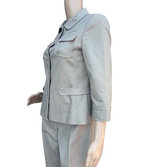 T Tahari 6 Business Suit Set Jacket & Pants 2PC Safari Utility Straight Leg - Picture 11 of 16
